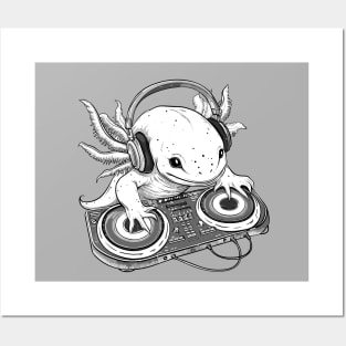 Tiny DJ Axolotl - Awesome Salamander Amphibian Posters and Art